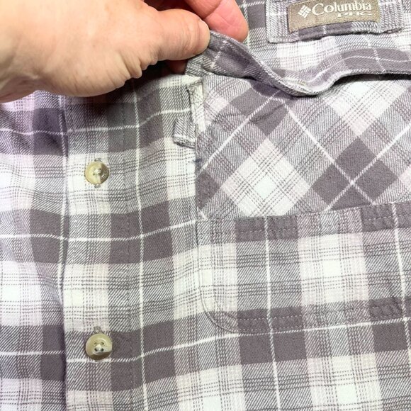 Columbia Men's XL PHG Flannel Shirt Vented Long Sleeve Plaid Taupe - Picture 4 of 12